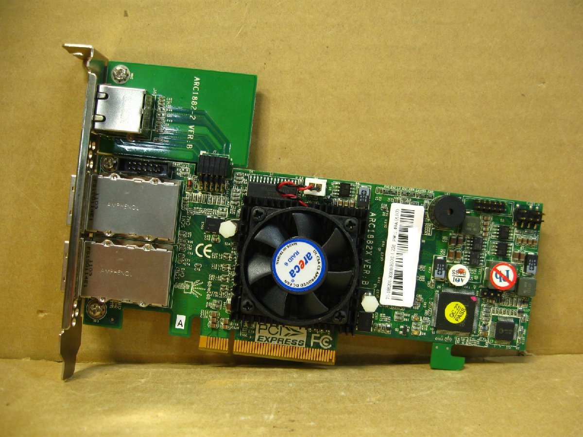 ▽ARECA ARC-1882X Ver:B SAS/SATA RAIDコントローラ 1GB PCI-EX 中古 RAID0/1/5/6 SFF-8088の画像1