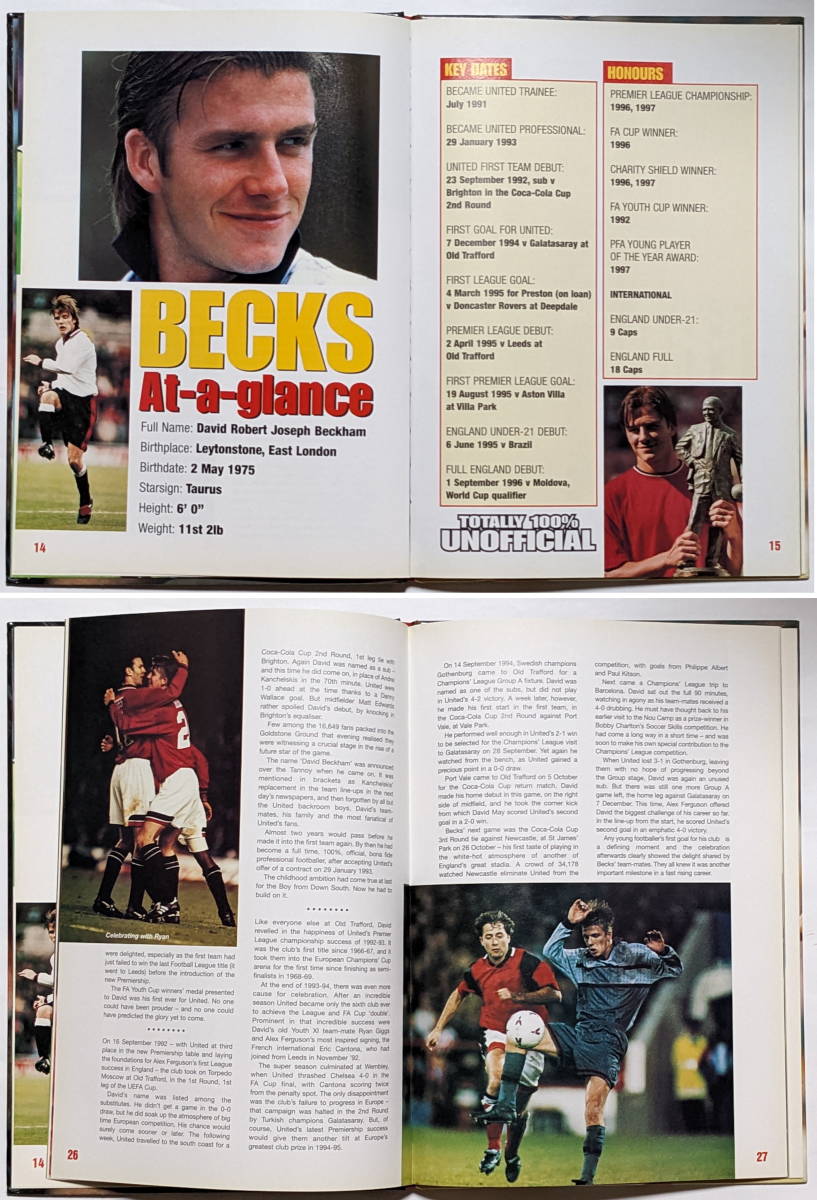 100「Totally 100 Per Cent Unofficial David Beckham Special 」デビッド・ベッカム/写真集/統計/英語/1998年発行/ワールドカップ/裸本_画像6