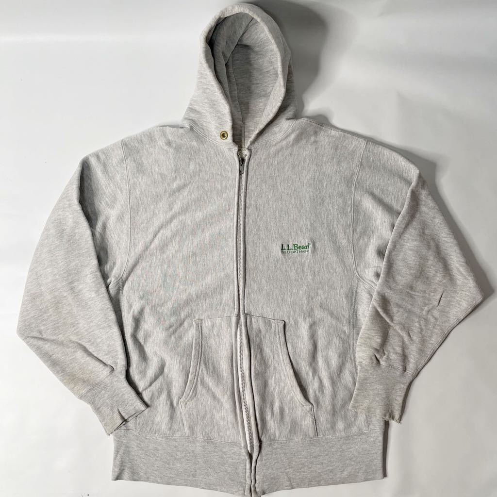 80sビンテージ USA製 L.L.BEAN エルエルビーン チャンピオンchampion フルジップ パーカー 霜降り グレー 検)染み込み タタキ 70s 90s _画像4