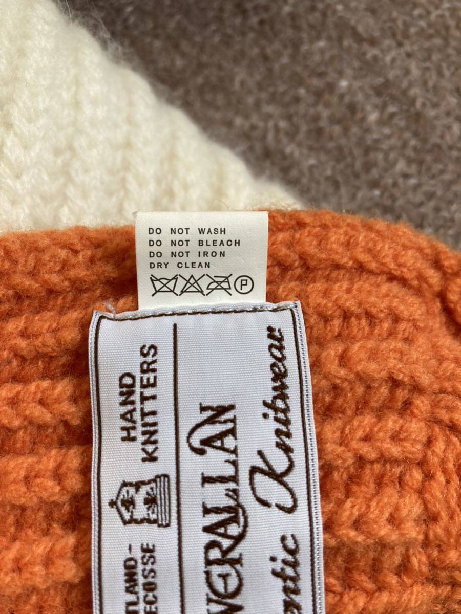  rare color! Inverallan made 3 color using used muffler book@ country Scotland made use impression equipped wool 100%[ inspection ] Fisherman sweater Britain 