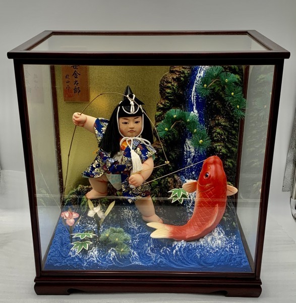 引取限定】五月人形 出世金太郎 稜山作 こどもの日 人形 置物 ガラス