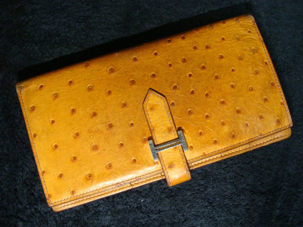 HERMES エルメス オーストリッチ レザー ベアン スフレ HERMES エルメス オーストリッチ レザー ベアン スフレ