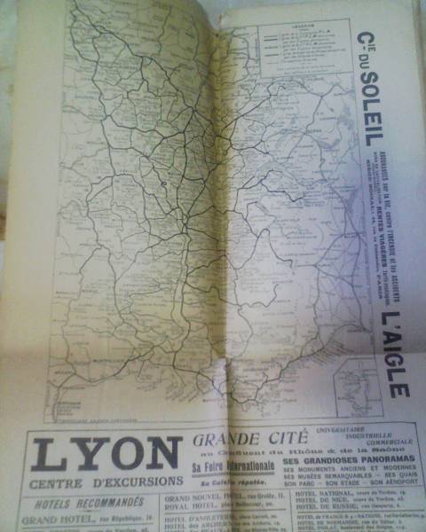 1931年のフランス時刻表 パリ~リヨン間 その周辺?(傷み多し) 1931年のフランス時刻表 パリ~リヨン間 その周辺?(傷み多し)