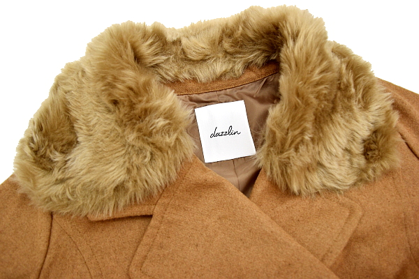 A1547★新品★dazzlin ダズリン★ブラウン茶色 ファー取り外し可能 Aライン トッパーコート フリーサイズ　_画像3
