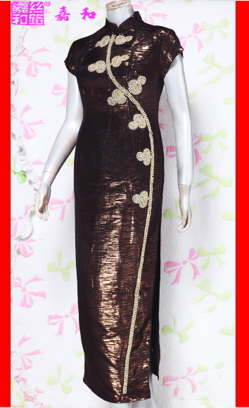 カラードレス ロングドレス 大きいサイズ 光沢 チャイナドレス 風 発表会 舞台衣装の画像1