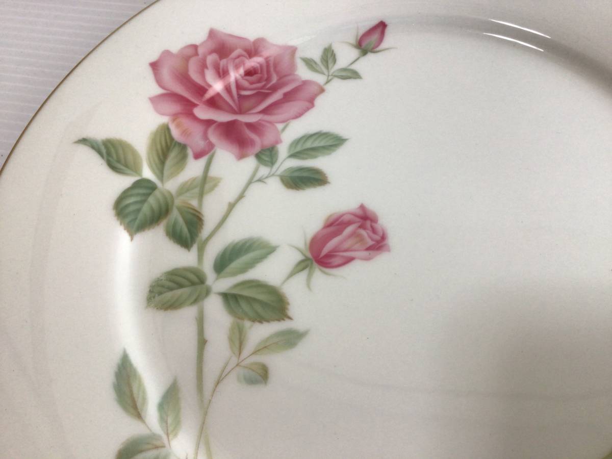 Z064 Nittoroyal lovey RC JAPAN/ Old Noritake large plate plate Noritake ivory rose rose gold paint 5 pieces set 