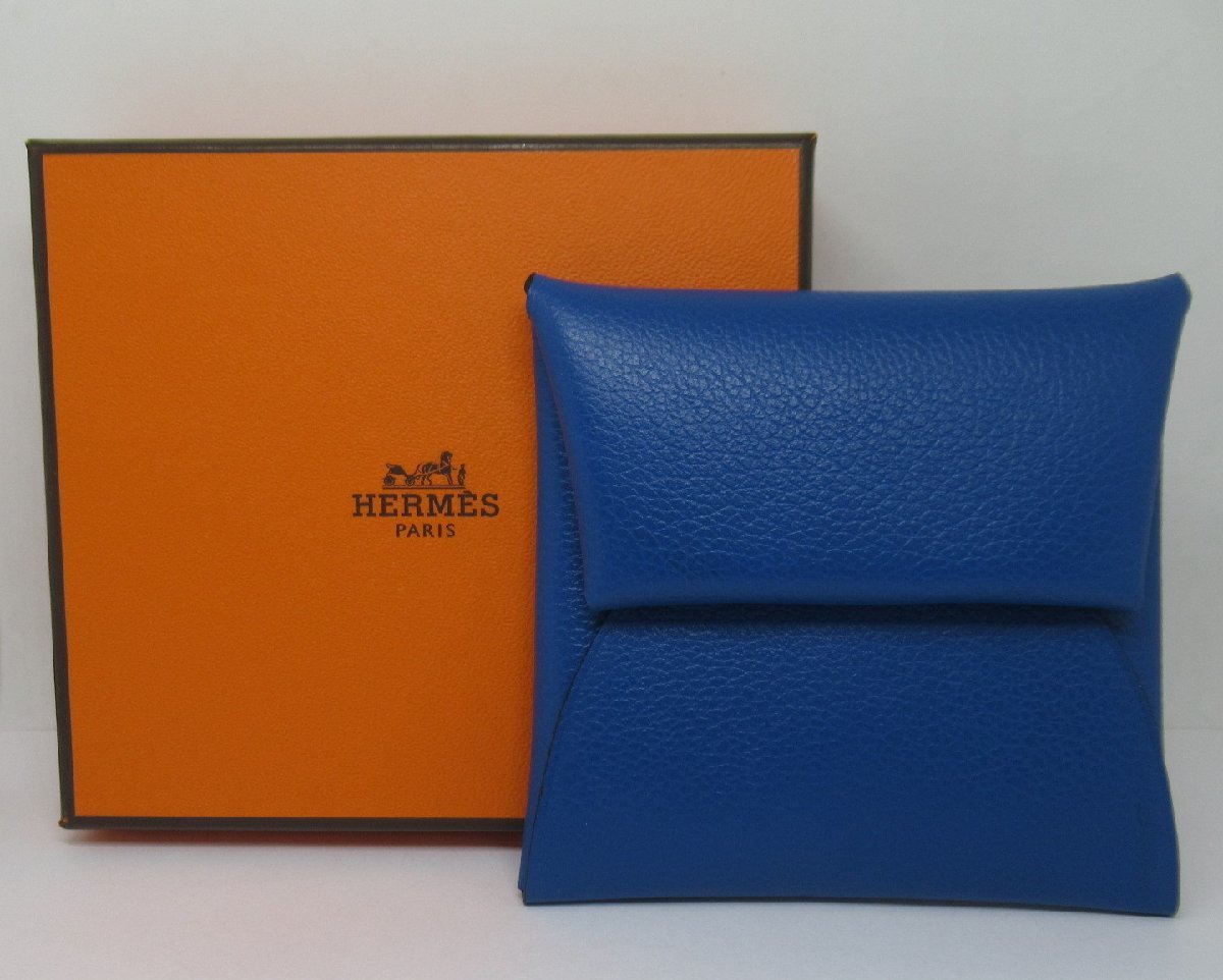 【新品】 エルメス HERMES バスティア U刻印 カードケース コインケース ブルーフランス レザー BRB・バッグ・財布
