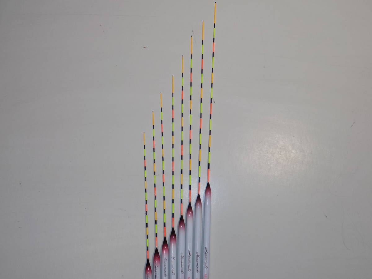 ヘラ浮き 花水樹 萱浮き短竿チョウチン PCムクトップ 6号～13号の8本フルセット トップ配色目盛り数変更致します。の画像3