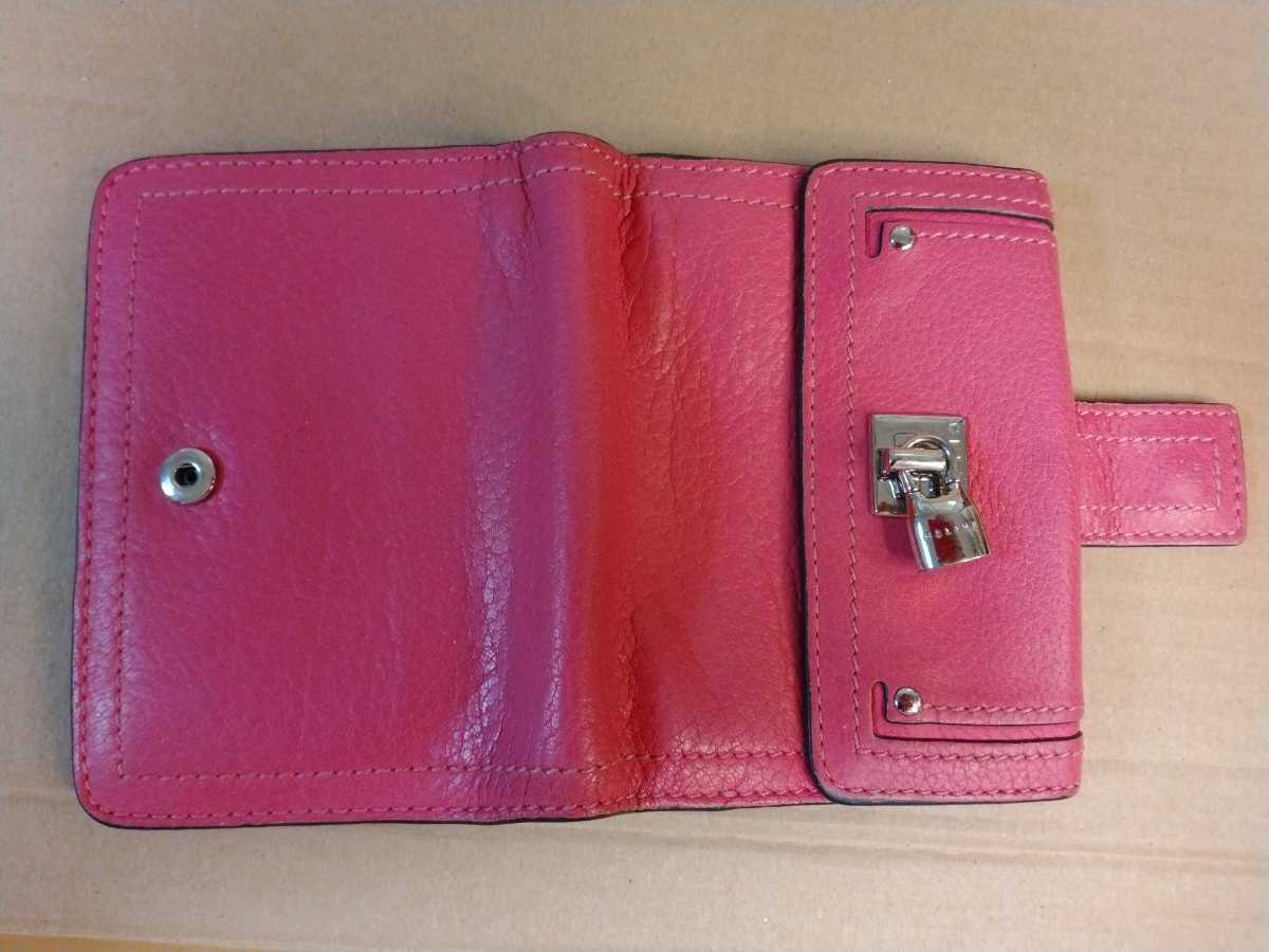 中古 CELINE セリーヌ 折り財布 レザー ピンク 財布 Celine pink leather wallet 送料無料_画像3