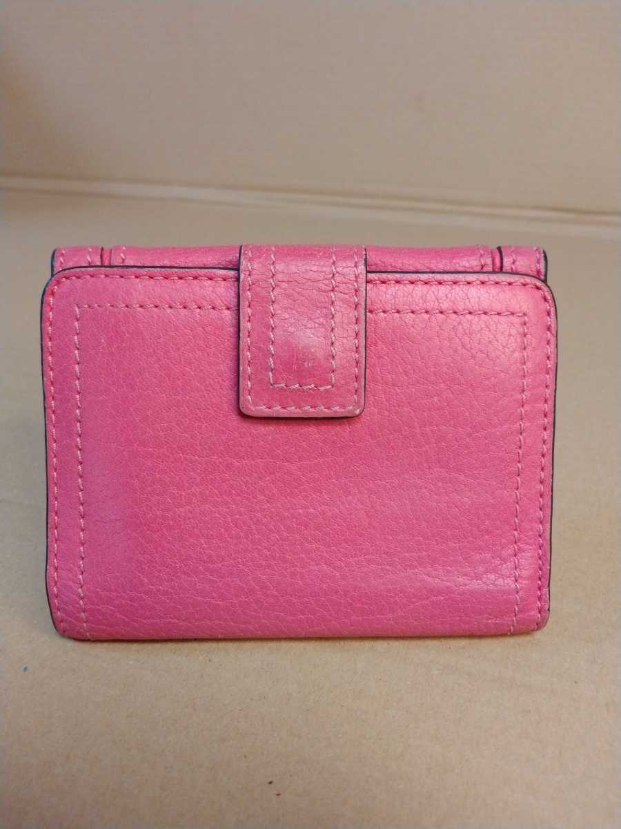 中古 CELINE セリーヌ 折り財布 レザー ピンク 財布 Celine pink leather wallet 送料無料_画像2