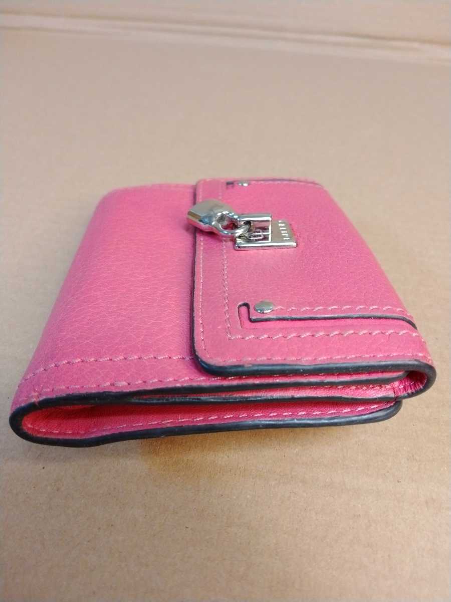 中古 CELINE セリーヌ 折り財布 レザー ピンク 財布 Celine pink leather wallet 送料無料_画像10