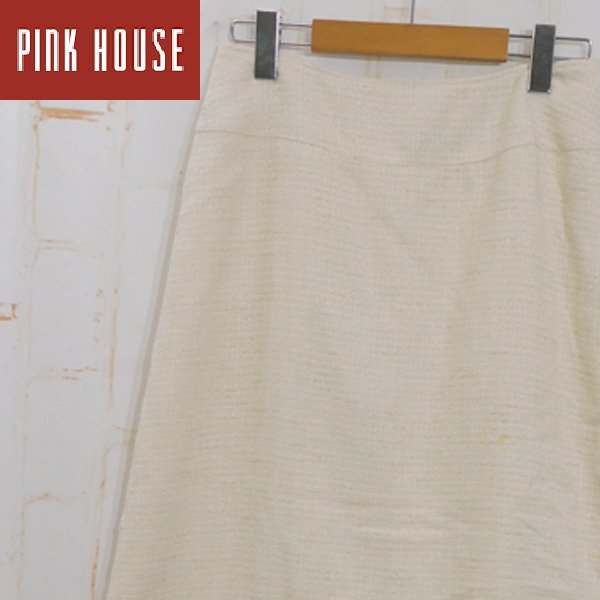  Pink House PINK HOUSE# tweed tight skirt long height frill & ribbon #L# ivory series *KH2519031