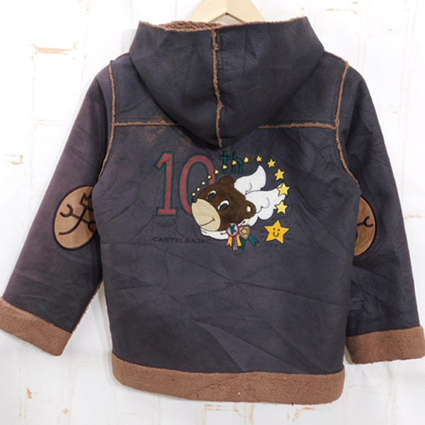  Castelbajac Kids sport CASTELBAJAC KIDS SPORT# fake leather f-teto Zip jacket 10 anniversary back Logo #140 *2304206