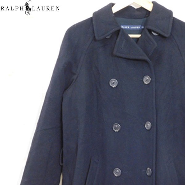 ラルフローレン RALPH LAUREN■ウールピーコート　Pコート　インパクト21■サイズ7f■黒　レディース　ハーフコート　※2414391_画像1