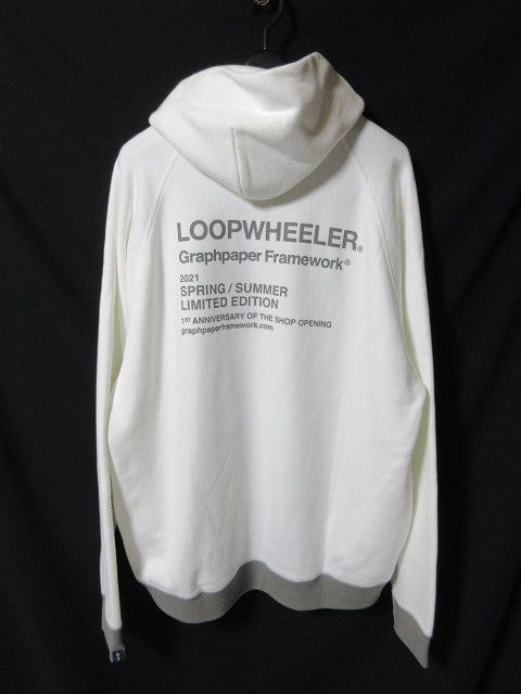  希少 別注 Graphpaper グラフペーパー × LOOPWHEELER ループウィラー Half-Zip Parka ロゴ ハーフジップ スウェット パーカー 白 1_画像1