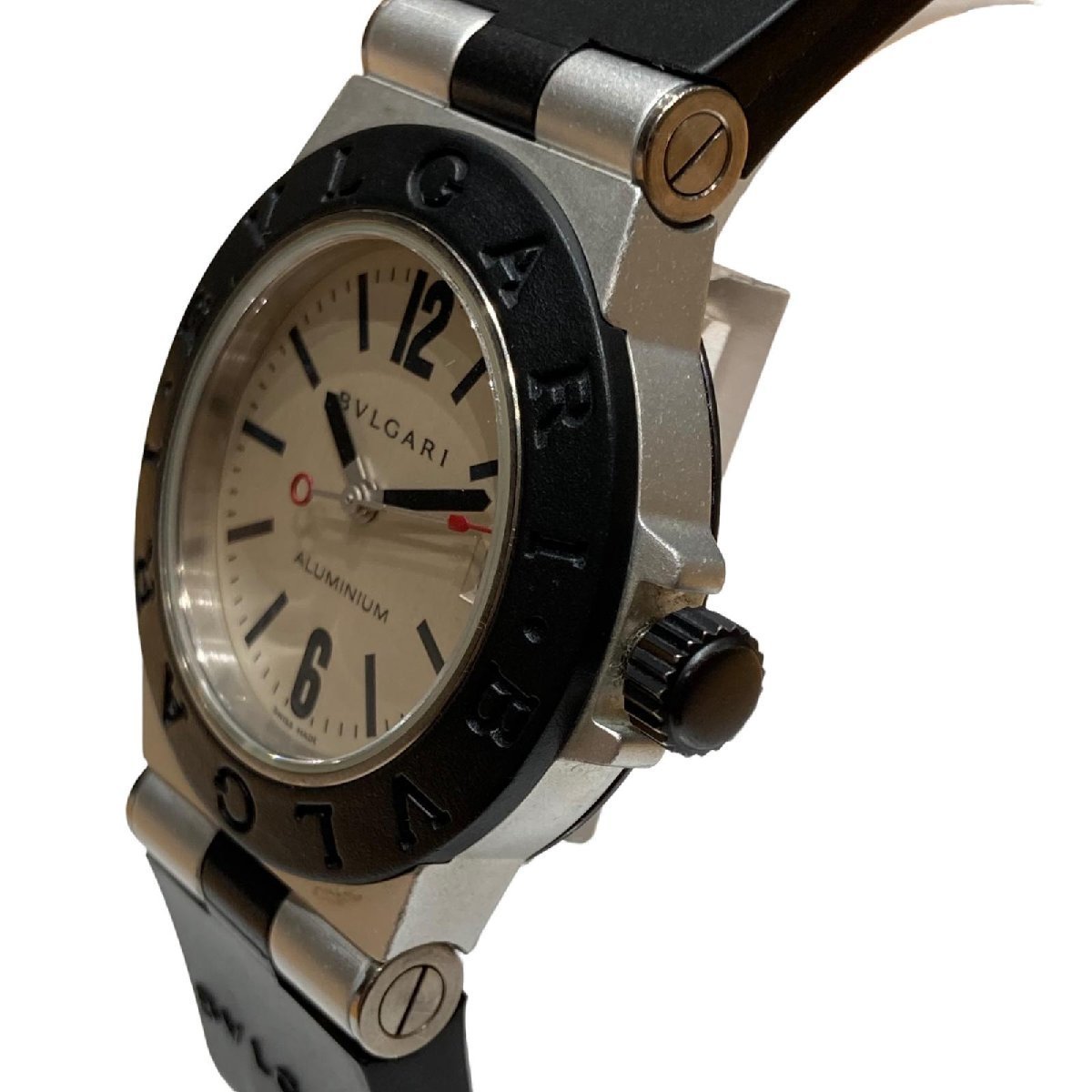 芸能人愛用 BVLGARI ブルガリ アルミニウム AL32TA デイト ラバー 腕時計