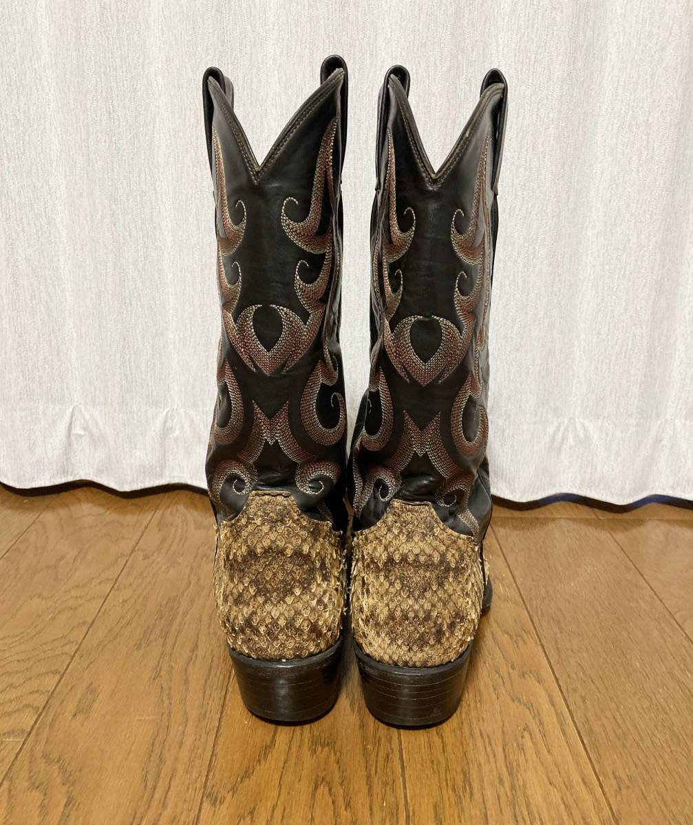 [Tony Lama] python leather to rival embroidery leather western boots 7E. leather original leather USA made Tony Lama 