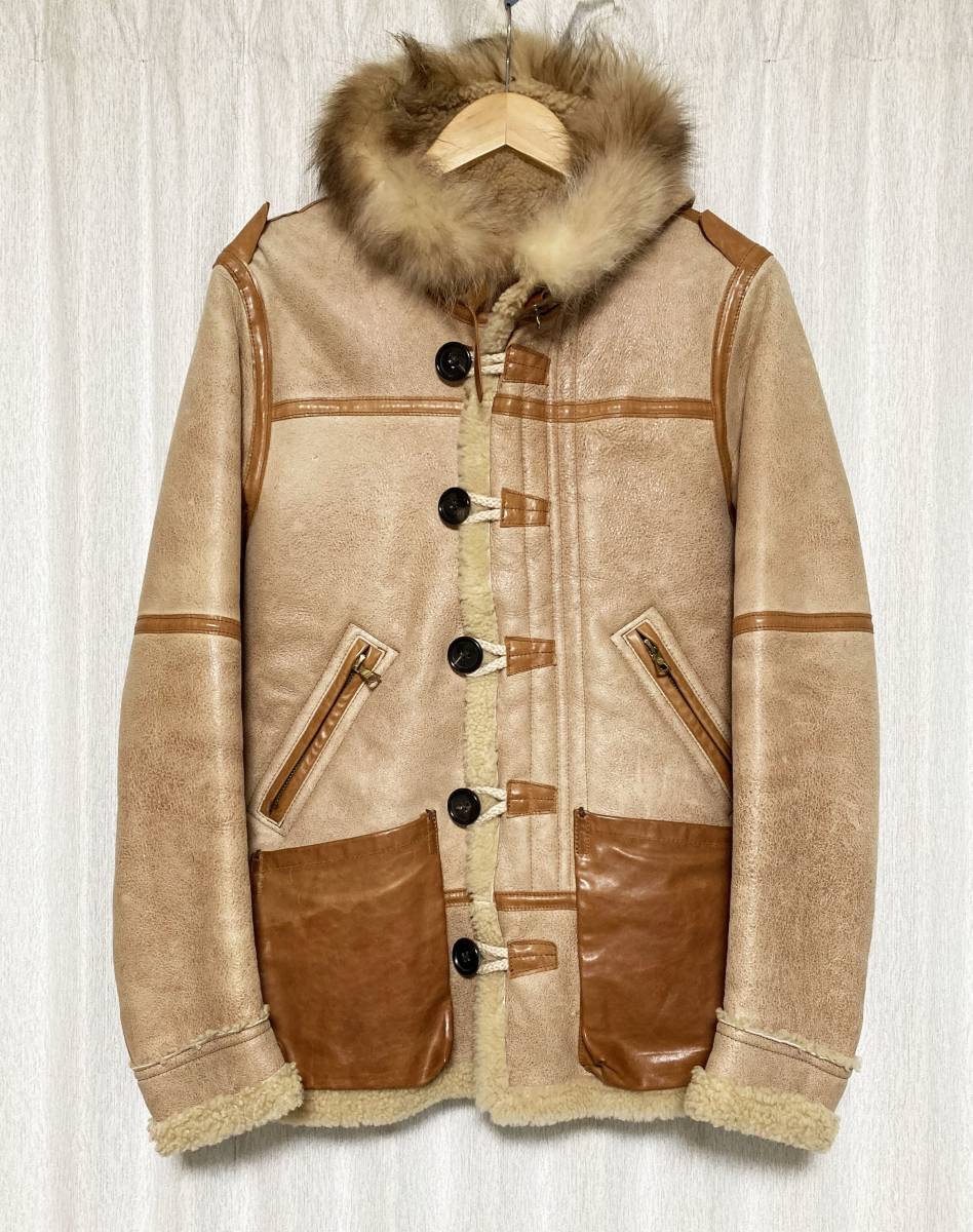 [VISVIM] 10AW 定価42万 初代 HUDSON JACKET SHEEPSKIN シープムートンコート レザージャケット S ライトブラウン 羊革 ハドソン ビズビム_画像1