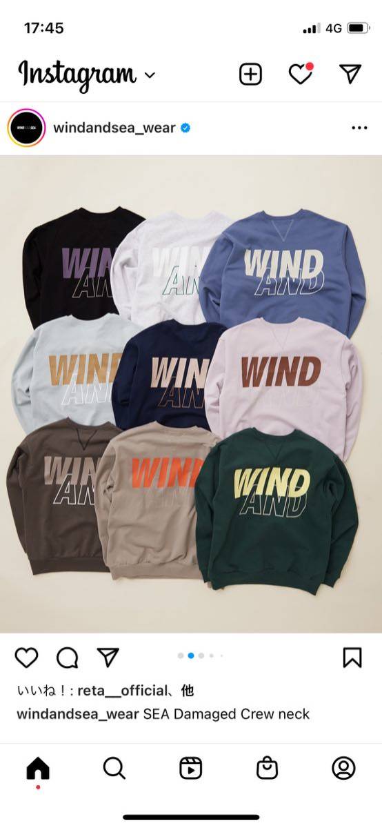 WINDANDSEA クルーネック スウェット 黒L 未使用新品 ウィンダンシー