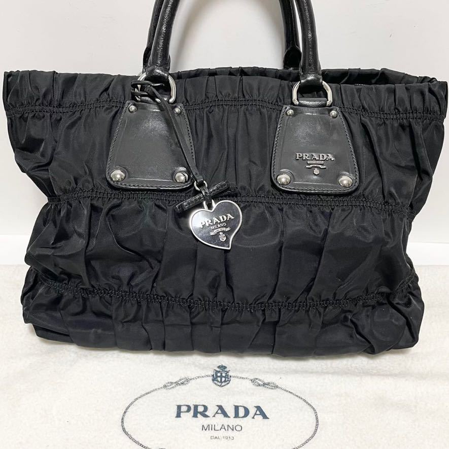 PRADA プラダ ハンド トート バッグ テスート ナイロン ギャザー