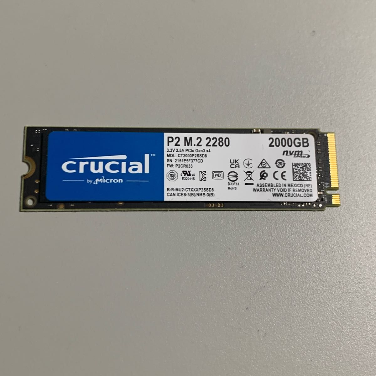 Crucial P2 M 2 NVMe SSD 2TB CT2000P2SSD8 フォーマット有｜PayPayフリマ