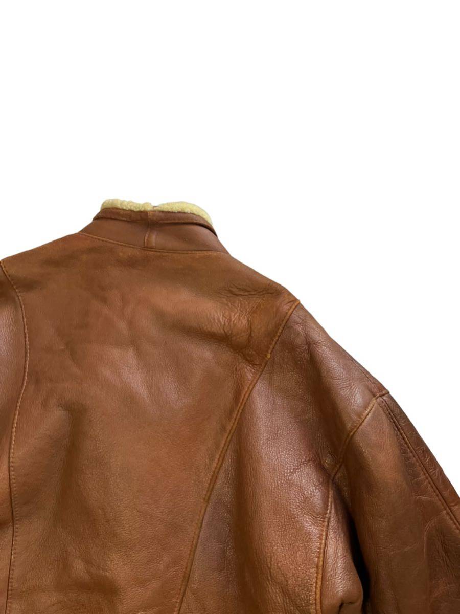 1970s】ビンテージ ムートンコート ジャケット 古着 レザー 本革-