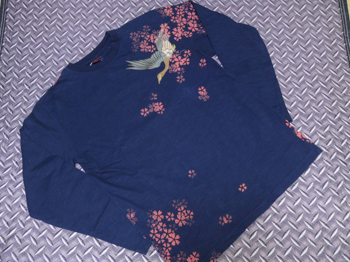 ♪CROPPED HEADS(クロップドヘッズ) 月に雁・長袖Ｔシャツ◆カラー：NAVY(ネイビー)◆SIZE：L 未使用(ラスト１点物)_♪CROPPED HEADS 月に雁・ロンTeeシャツ！