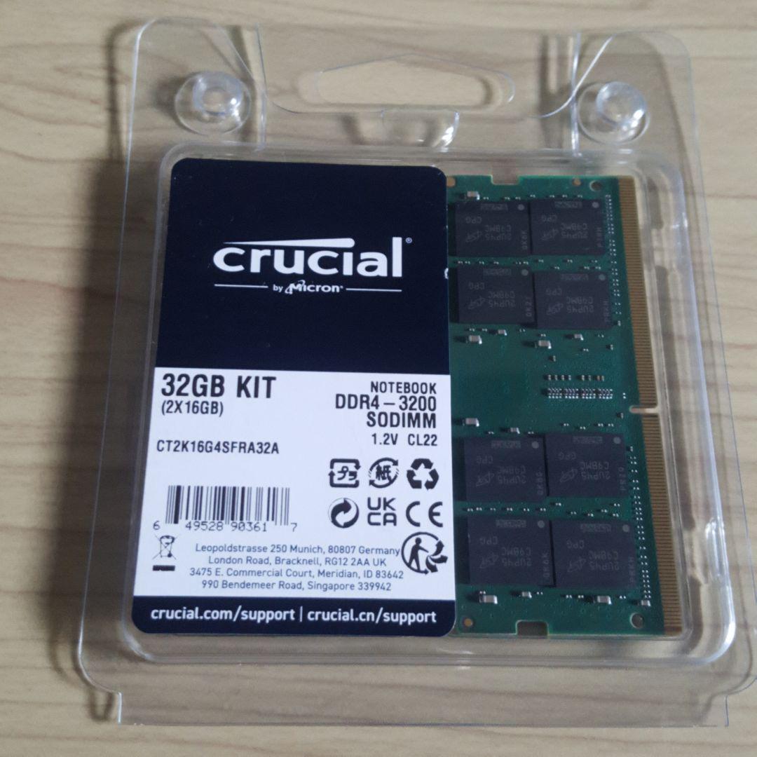 新品】メモリ 32GB Crucial CT2K16G4SFRA32A-