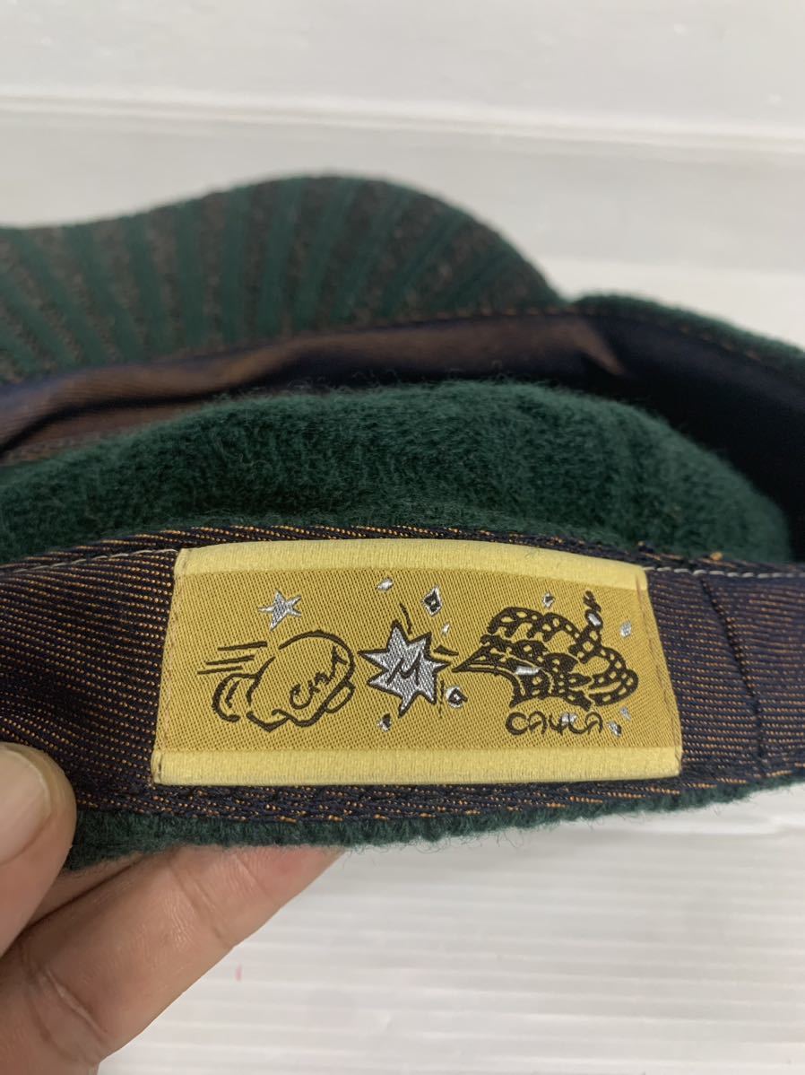 CA4LA カシラ 緑 ケーブル編み アランニット キャスケットキャップ 帽子 ハンティングキャップ グリーン Mの画像8