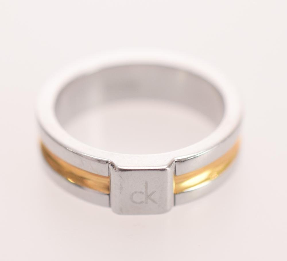NAG【中古美品】 Calvin Klein カルバンクライン シルバー ゴールド CKロゴ リング 指輪 〈186-221229-n289-NAG〉の画像1