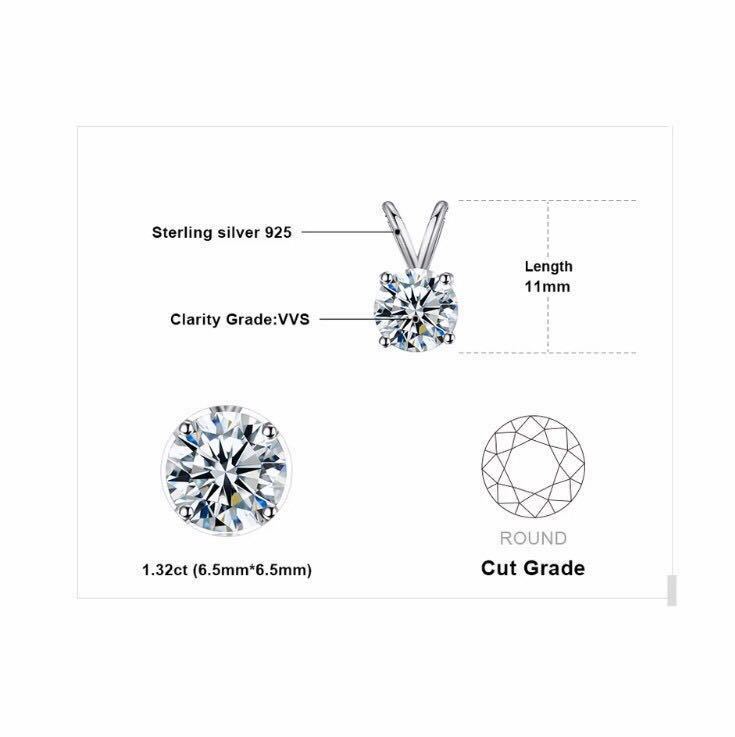 新品　シルバー925 AAA+CZ ダイヤモンド　ネックレス　1.3ct 相当　シンプル　ダイヤ　刻印　有　プレゼント　シルバー　送料無料