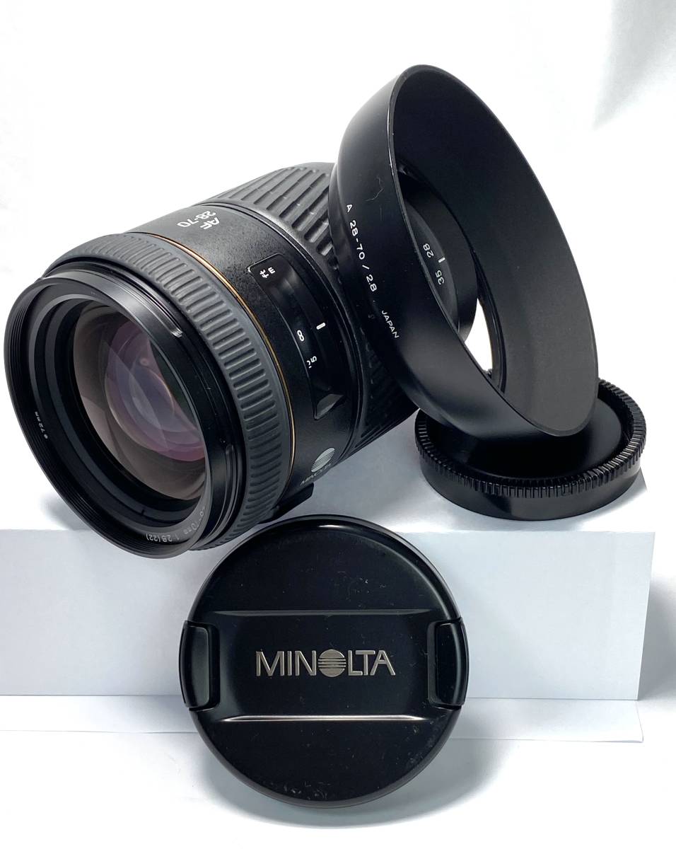 【コレクター防湿庫保管】MINOLTA ミノルタ AF ZOOM 28-70mm F2.8 1:2.8（22） フード　レンズキャップ付き_画像1