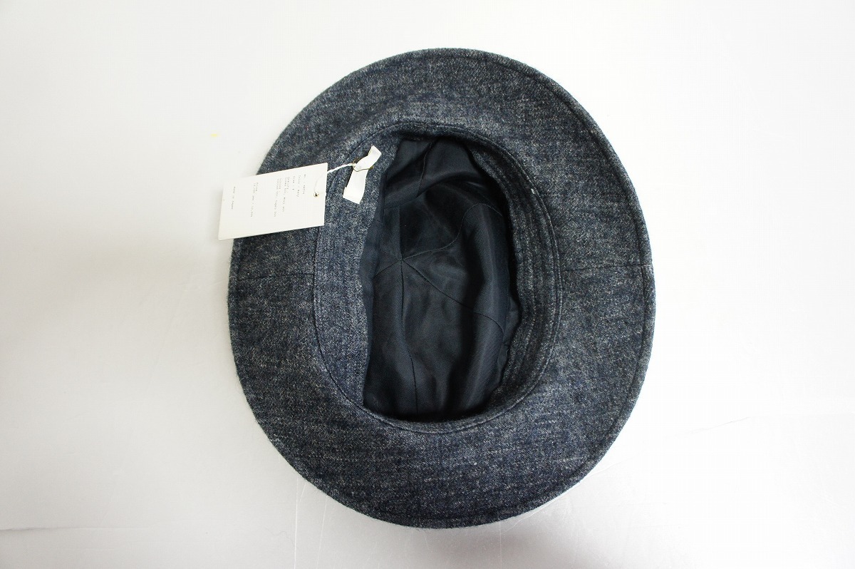 新品 niuhans ニュアンス Linen Wool Hat リネン ウール バケット ハット 帽子 HAT04 紺 ネイビー サイズFREE 1129M_画像4