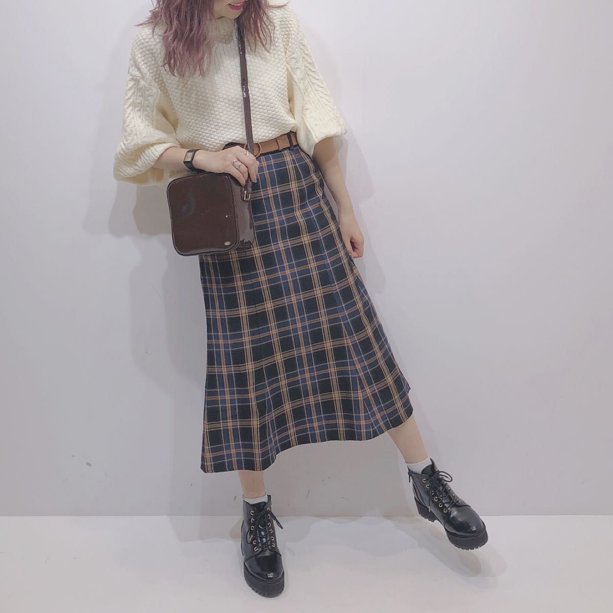 PayPayフリマ|ヘザー チェック柄マーメイドスカート ロングスカート M
