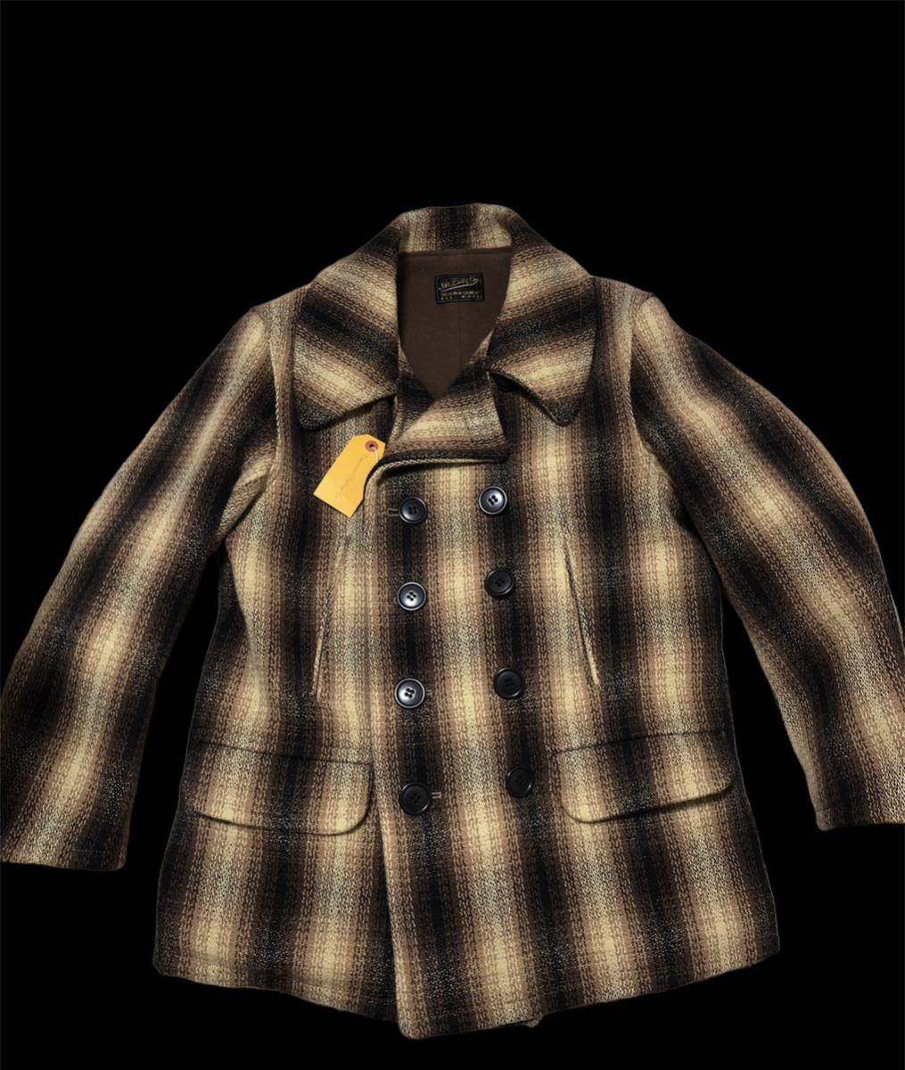 最終値下げ！送料無料、即決！タグ付属　At Last ＆ Co WOOL COAT BROWN CHECK アットラスト ウールコート　ブラウン　チェック　サイズ40