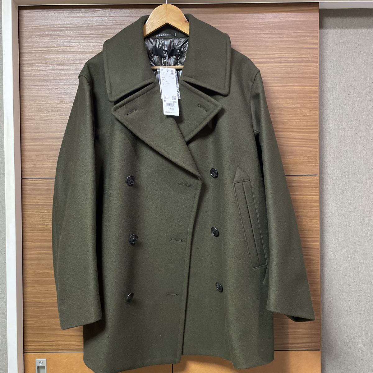 【新品　Mサイズ】UNIQLO ユニクロ +J ウールブレンド オーバーサイズピーコート OLIVE オリーブ 商品番号 445769 21AW ジルサンダー_画像1