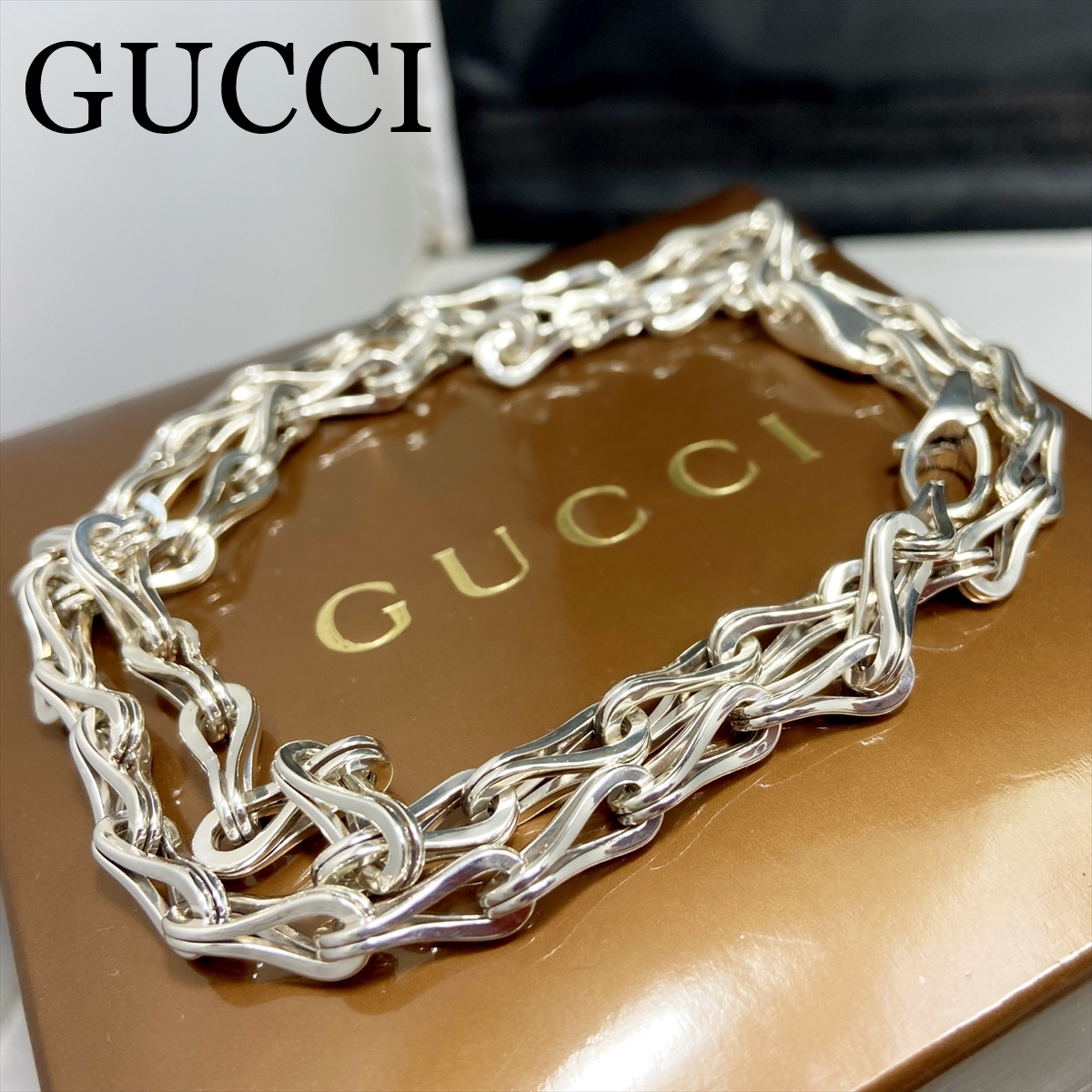 予約受付中】 【GUCCI】グッチ ロゴプレートネックレス シルバー 刻印 ...