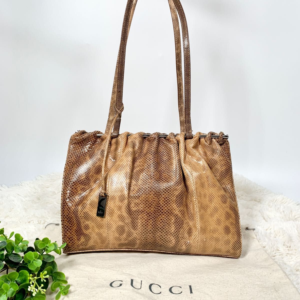 【希少品】GUCCI グッチ ショルダーバッグ パイソン 蛇革 ブラウン