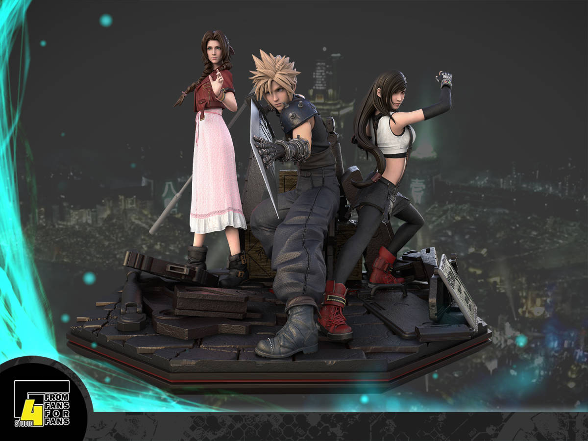 FF7 “クラウド ティファ エアリス” 3体合体 45cm 完成塗装済み