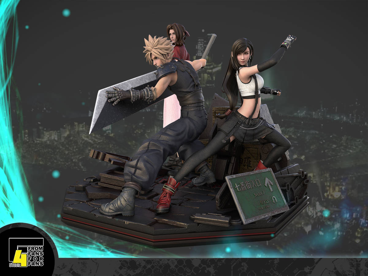 FF7 “クラウド ティファ エアリス” 3体合体 45cm 完成塗装済み