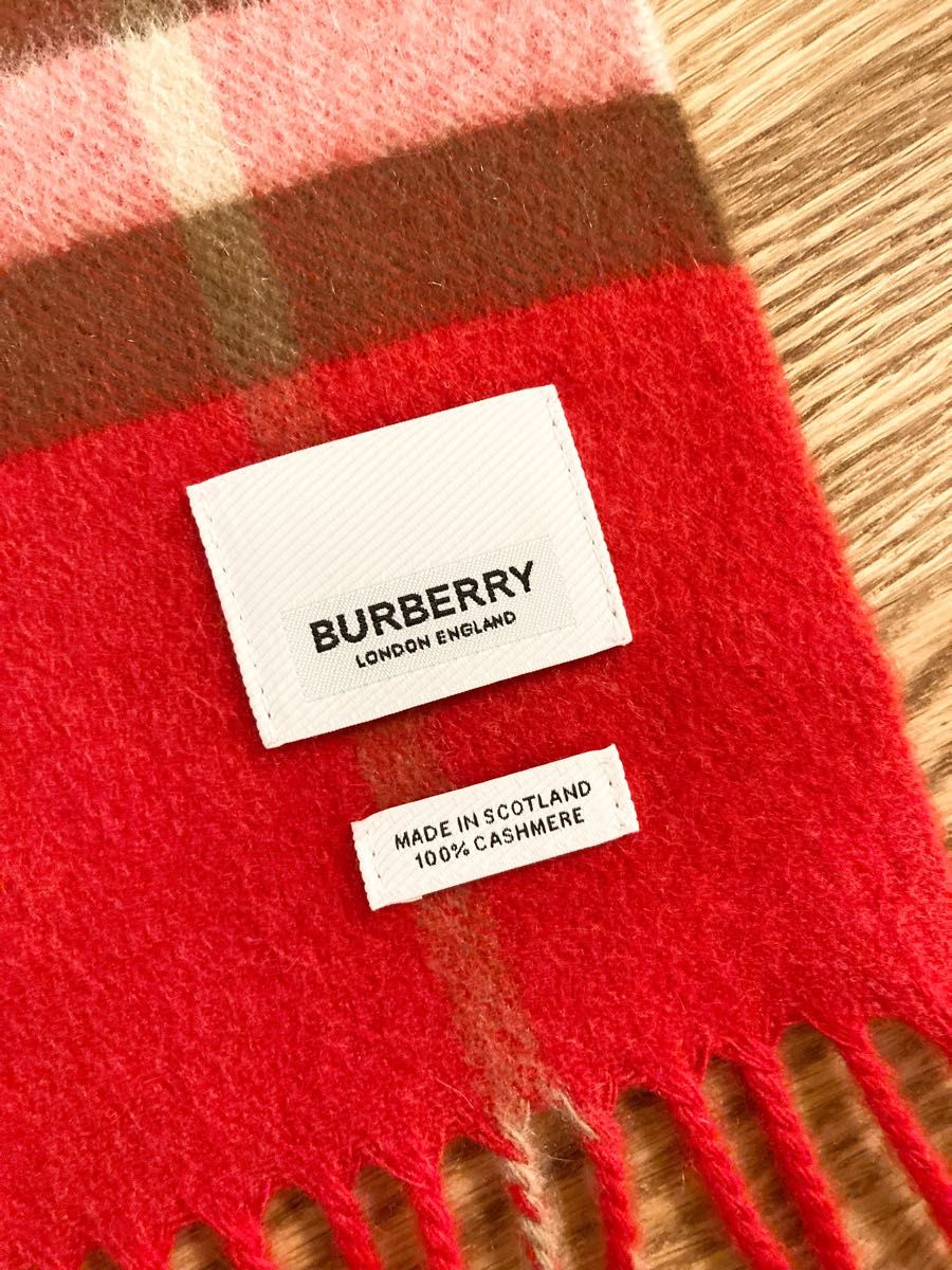 BURBERRY カシミヤ マフラー レッド バーバリー|PayPayフリマ