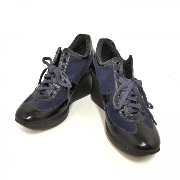ルコライン RUCO LINE シューズ 38 - スエード×エナメル（レザー） ダークネイビー×黒 レディース ウェッジソール/agileコラボ 靴の画像2