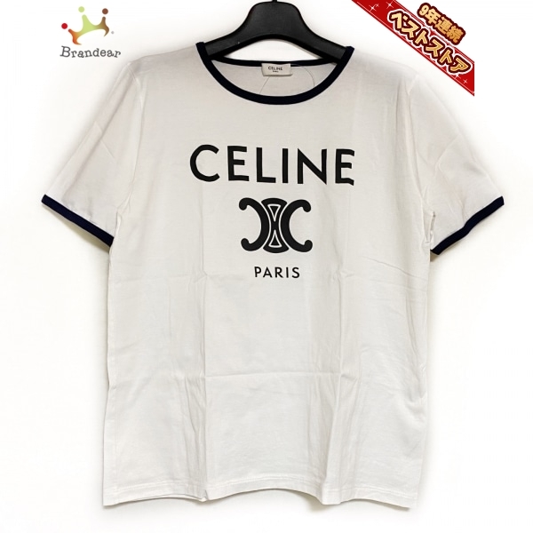 オンライン限定商品】 - サイズL 半袖Tシャツ CELINE セリーヌ 白×黒