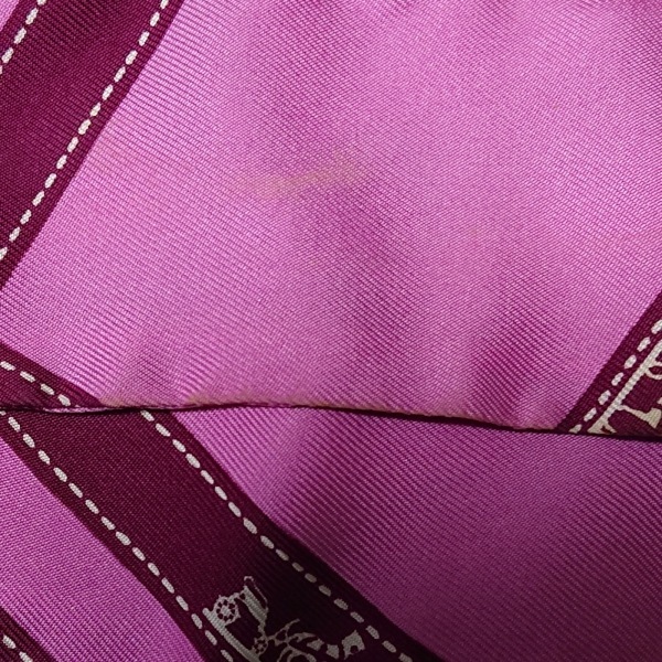 エルメス HERMES ツィリー ピンク×ボルドー リボンスカーフ/ボルデュックリボン柄 スカーフ_画像5