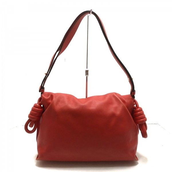 独創的 ロエベ LOEWE バッグ レッド レザー フラメンコ ショルダー