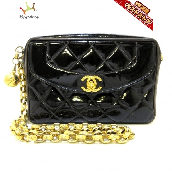 シャネル CHANEL ショルダーバッグ マトラッセ エナメル(レザー) 黒