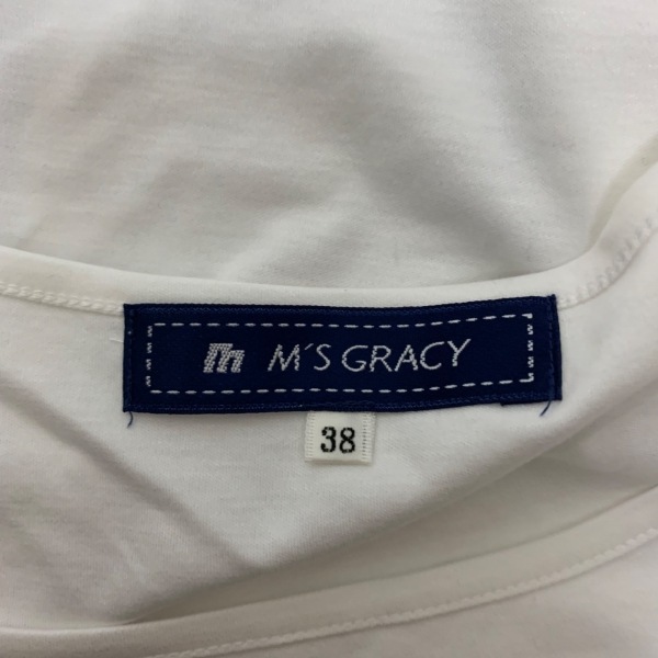 エムズグレイシー M'S GRACY 半袖カットソー サイズ38 M - 白×黒×マルチ レディース クルーネック/リボン/ラインストーン トップス_画像3