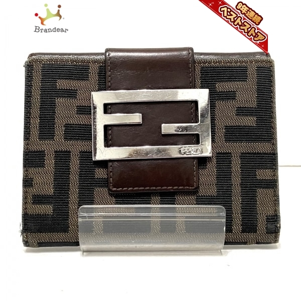 【メーカー再生品】 FENDI フェンディ 3つ折り財布 財布 ダークブラウン×黒×シルバー ジャガード×レザー ズッカ柄 女性用財布 【メーカー再生品】 FENDI フェンディ 3つ折り財布 財布 ダークブラウン×黒×シルバー ジャガード×レザー ズッカ柄 女性用財布
