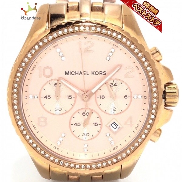 選択 MICHEAL KORS 腕時計 クロノグラフ ラインストーン ゴールド