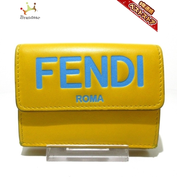 フェンディ FENDI 3つ折り財布 8M0395 - レザー イエロー×ブルー 美品